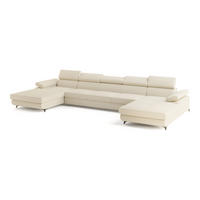 WOHNLANDSCHAFT VIVENTE Creme Boucle-Stoff mit Schlaffunktion - Creme, Holz (410/89/190cm) - MASSENO