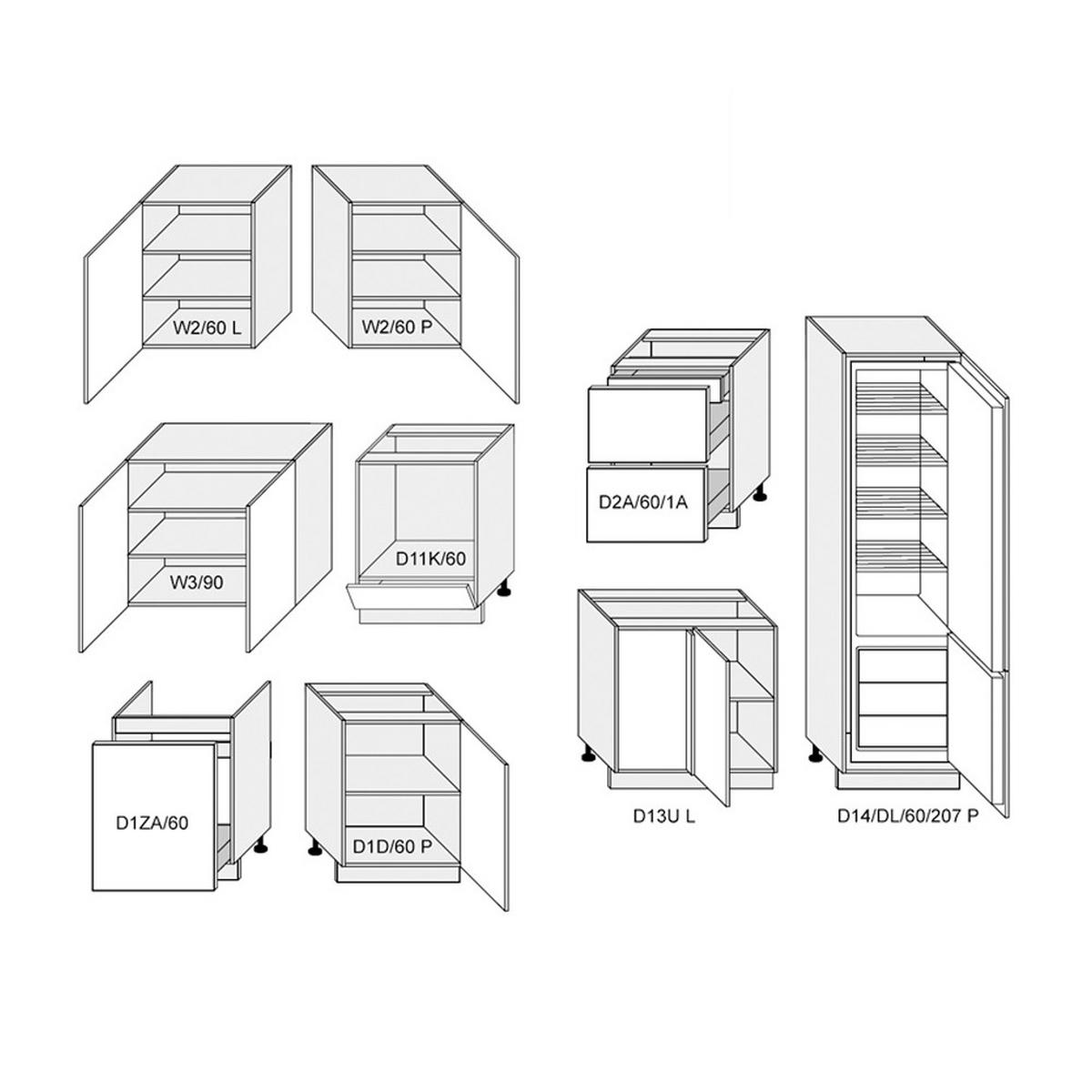 WINKELKÜCHE Avellino grau matt / Acryl weiß Hochglanz, Arbeitsplatte Eiche Sonoma 285 / 180 / 207cm 9-teilig - Weiß/Grau, Holzwerkstoff (285/207/180cm) - Feldmann-Wohnen
