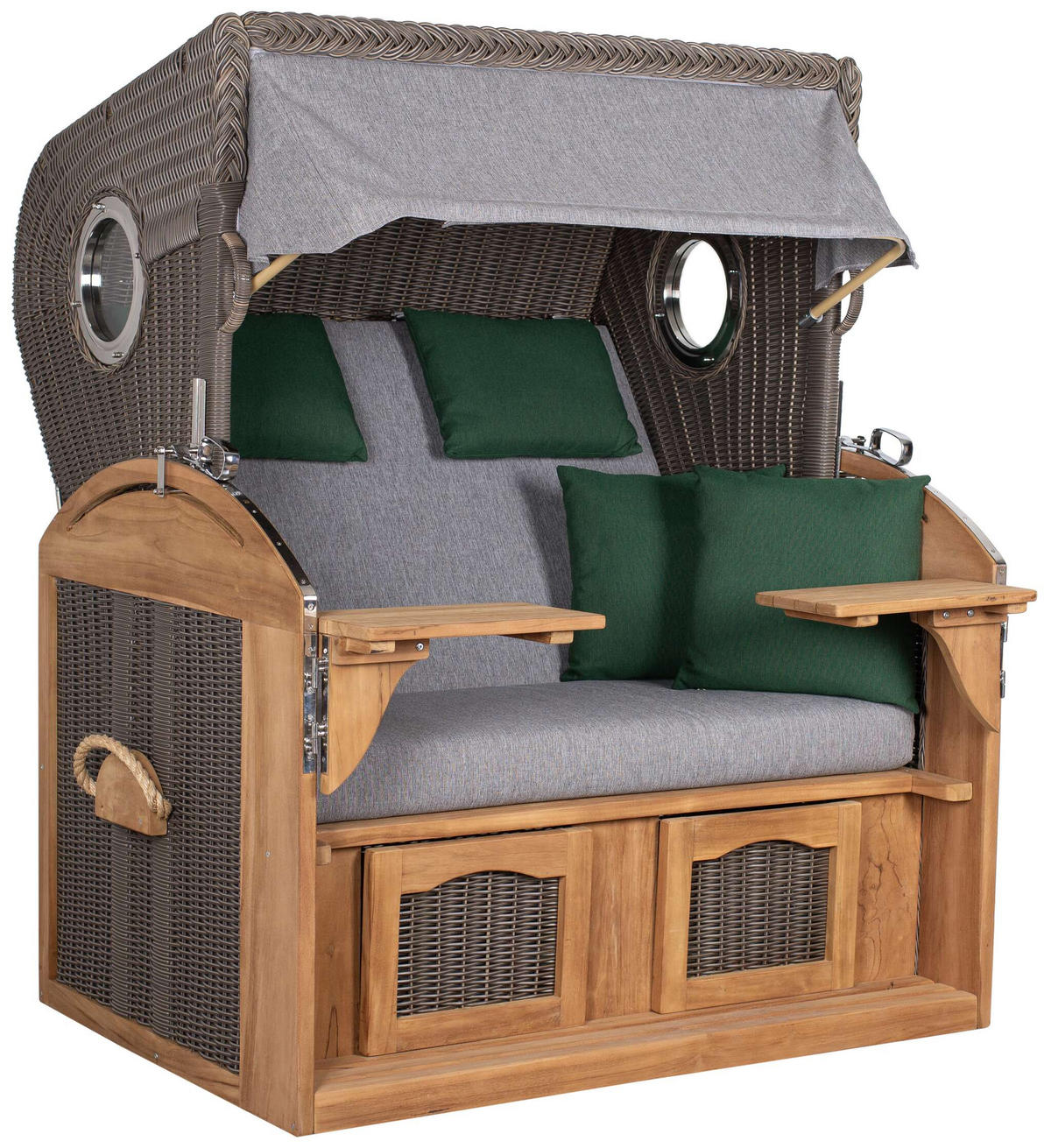 STRANDKORB XL Schillig Bullauge - Braun/Grau, Metall (142/170/95cm) - Mr. Deko