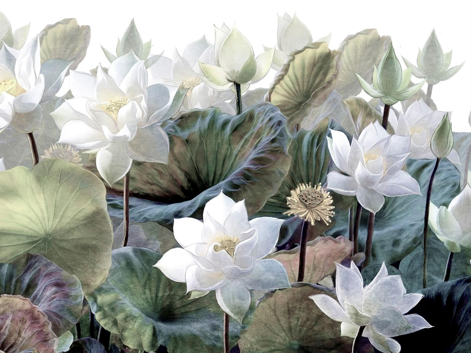 FOTOTAPETE tropische Blätter und Blüten 375 x 270 cm - Grün, Papier (375/270cm) - Sanders & Sanders