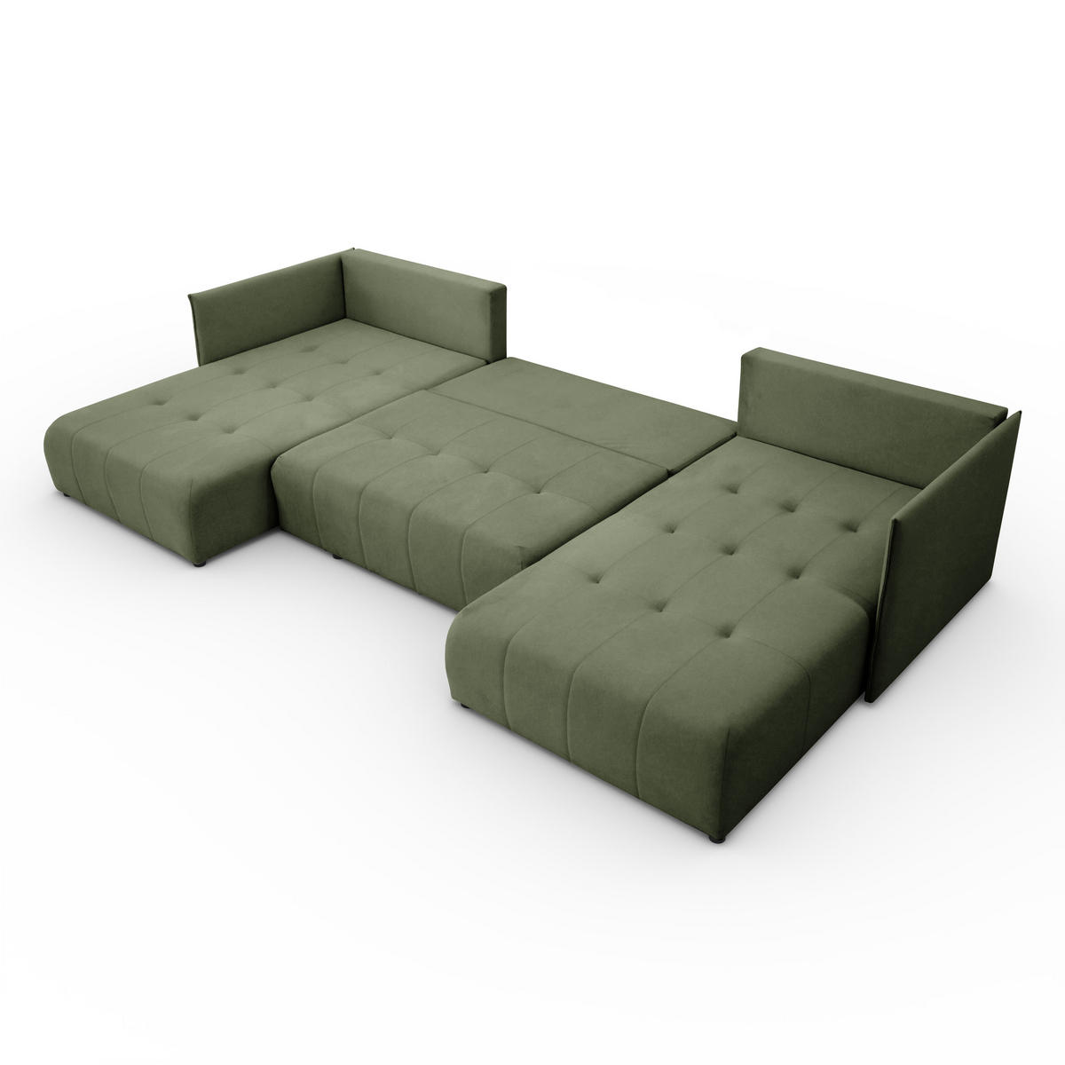 ECKSOFA Sofa U-Form Couch U form Hannover Stoff Castel Grün - Grün, Holz (348/188cm) - Kaiser Möbel