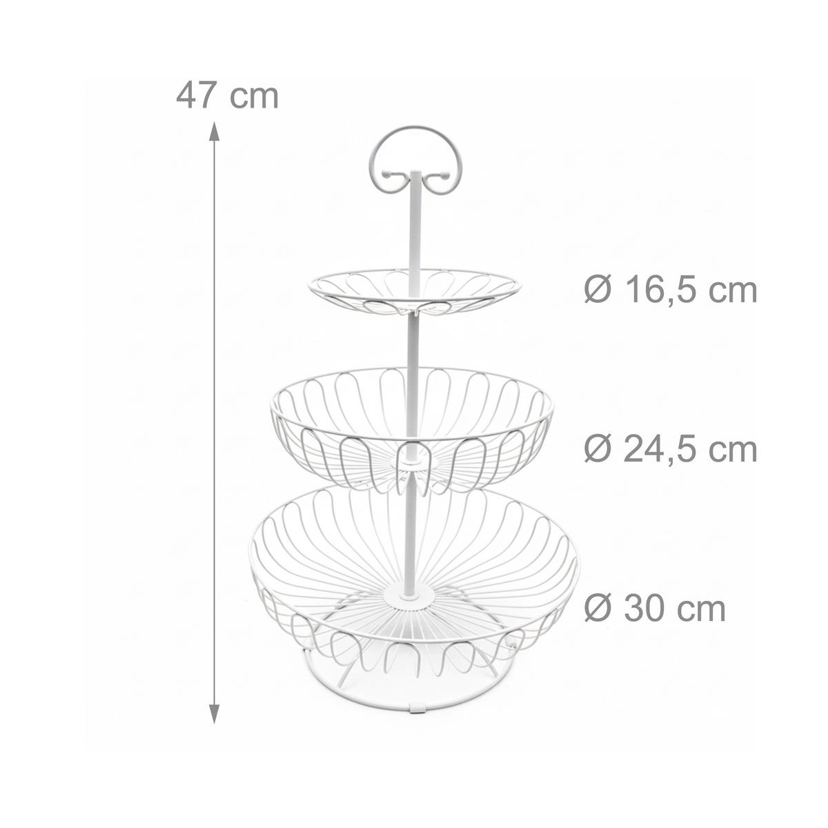 OBST-ETAGERE - Weiß, Metall (30/47cm) - Relaxdays