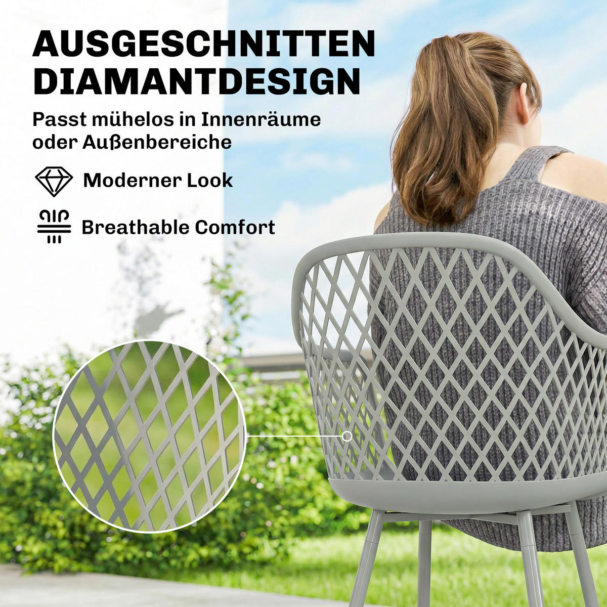 ARMLEHNSTUHL 4er-Set Grau 56.0/51.0/84.0 cm - Grau, Metall (51/84/56cm)