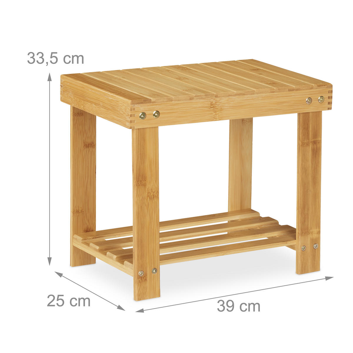 FUSSBANK - Hellbraun, Holz (25/33.5/39cm) - Relaxdays