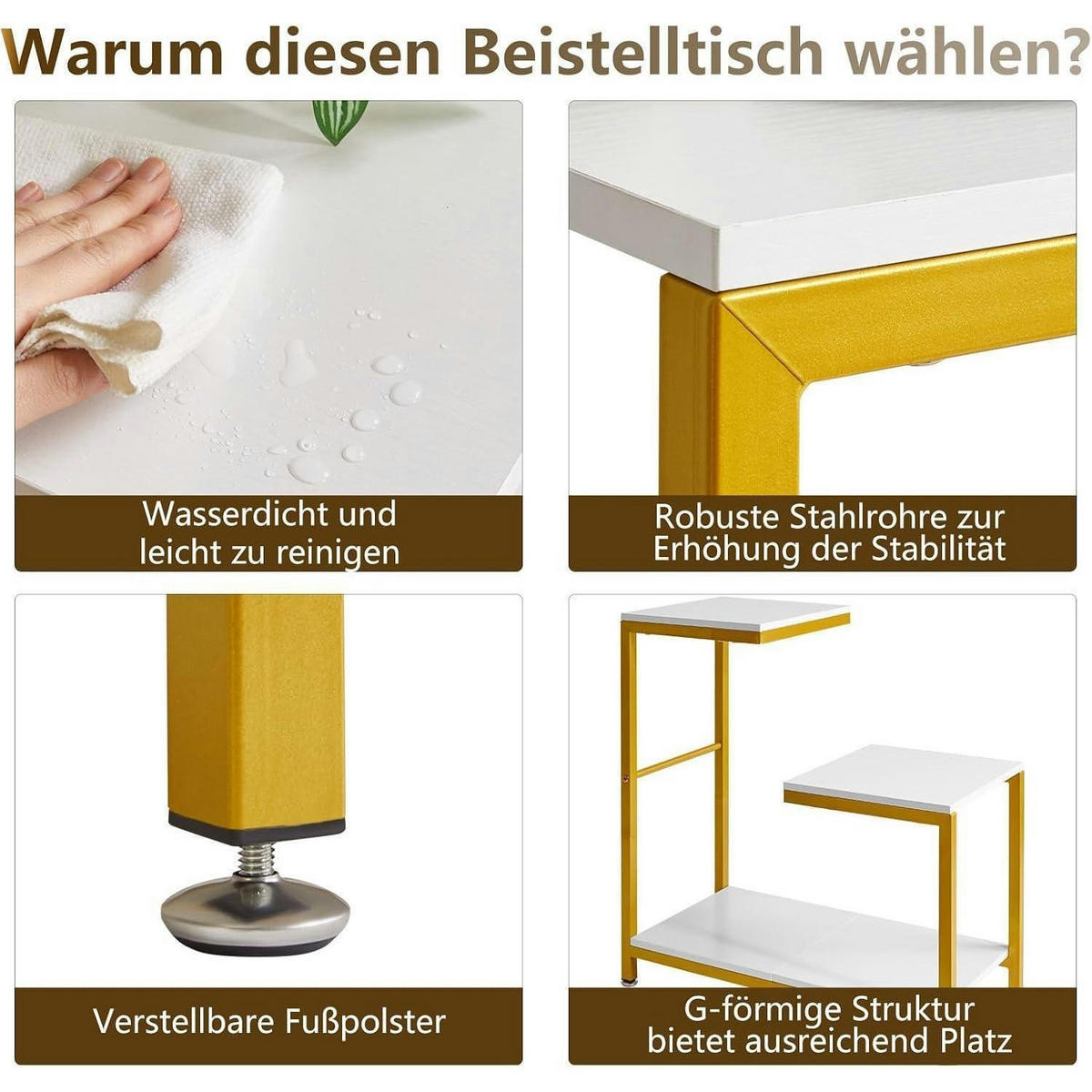 BEISTELLTISCH G-Form Weiß - Weiß, Holzwerkstoff (60/29/63.5cm)