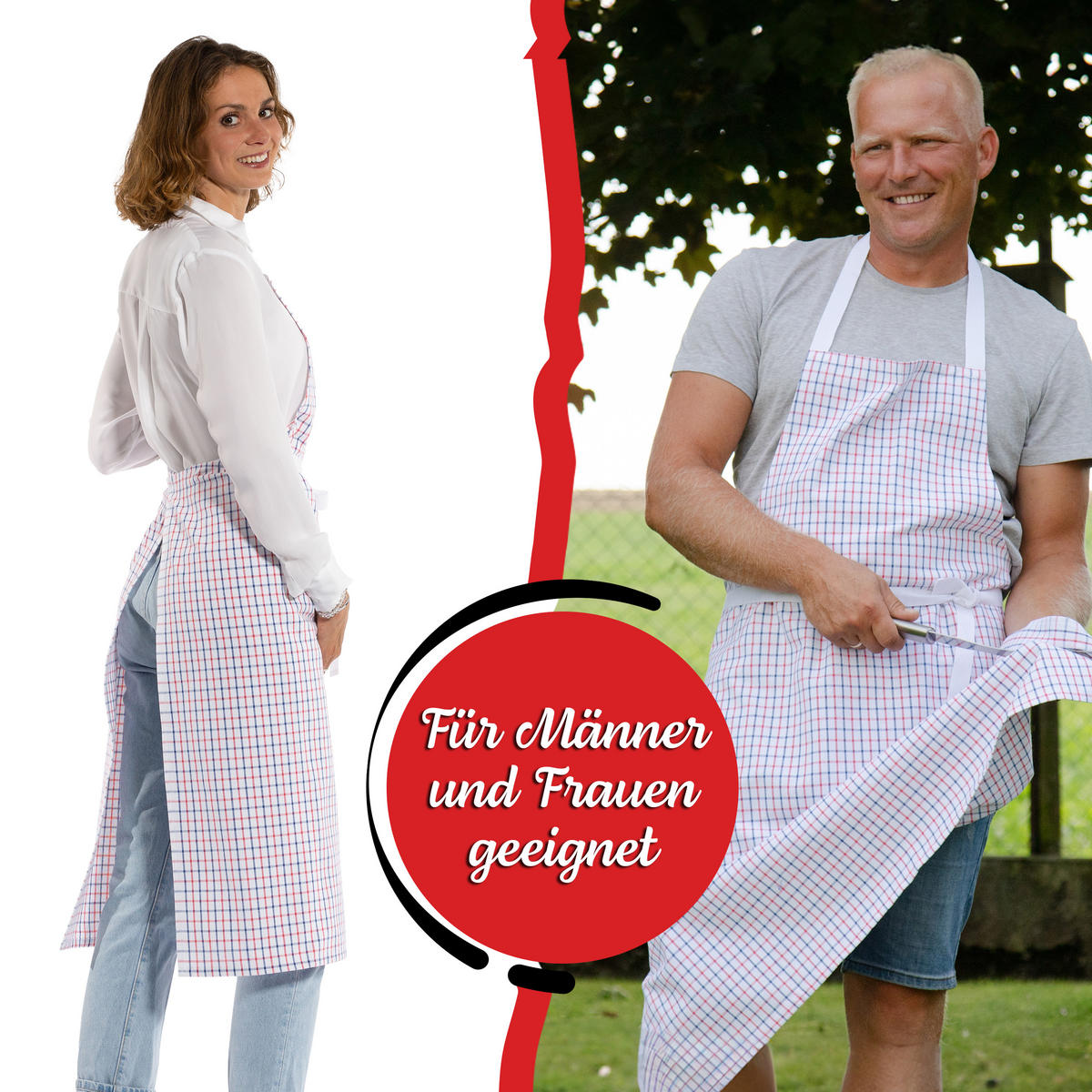 SCHÜRZE , 84x100 cm, 100% Baumwolle, Weiß - Weiß, Textil (84/100cm) - Zollner