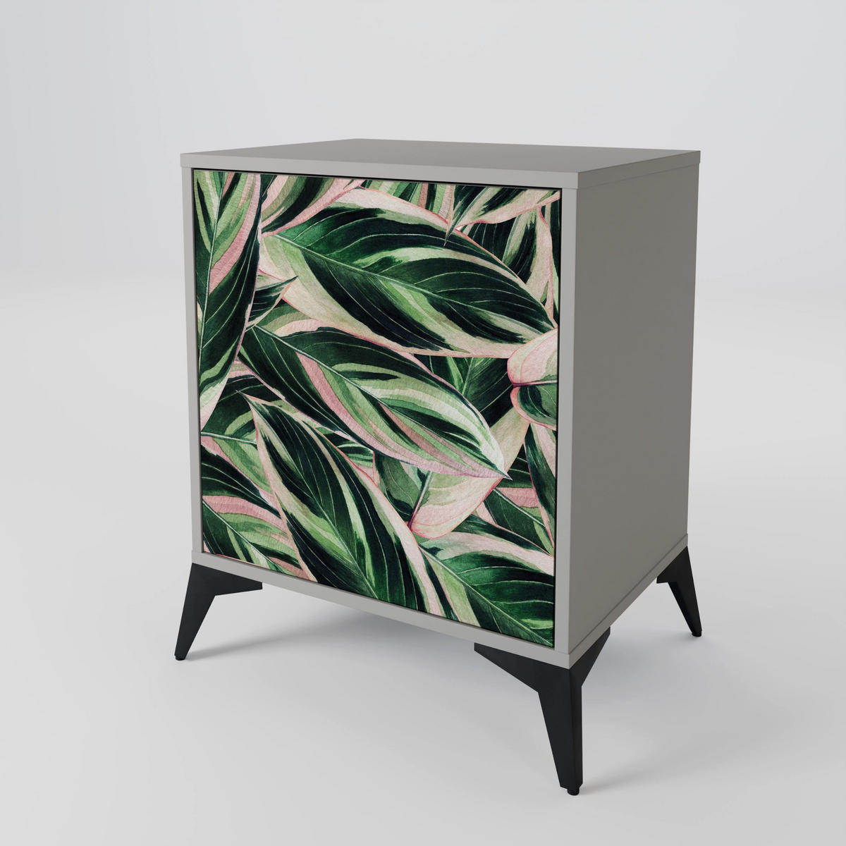 SIDEBOARD EERIE STROMANTHE, Grau, 57,5x42x75,5 cm, Goldfarbene Metallfüße - Goldfarben/Multicolor, Holzwerkstoff/Metall (57.5/75.5/42cm) - SpaceRebels