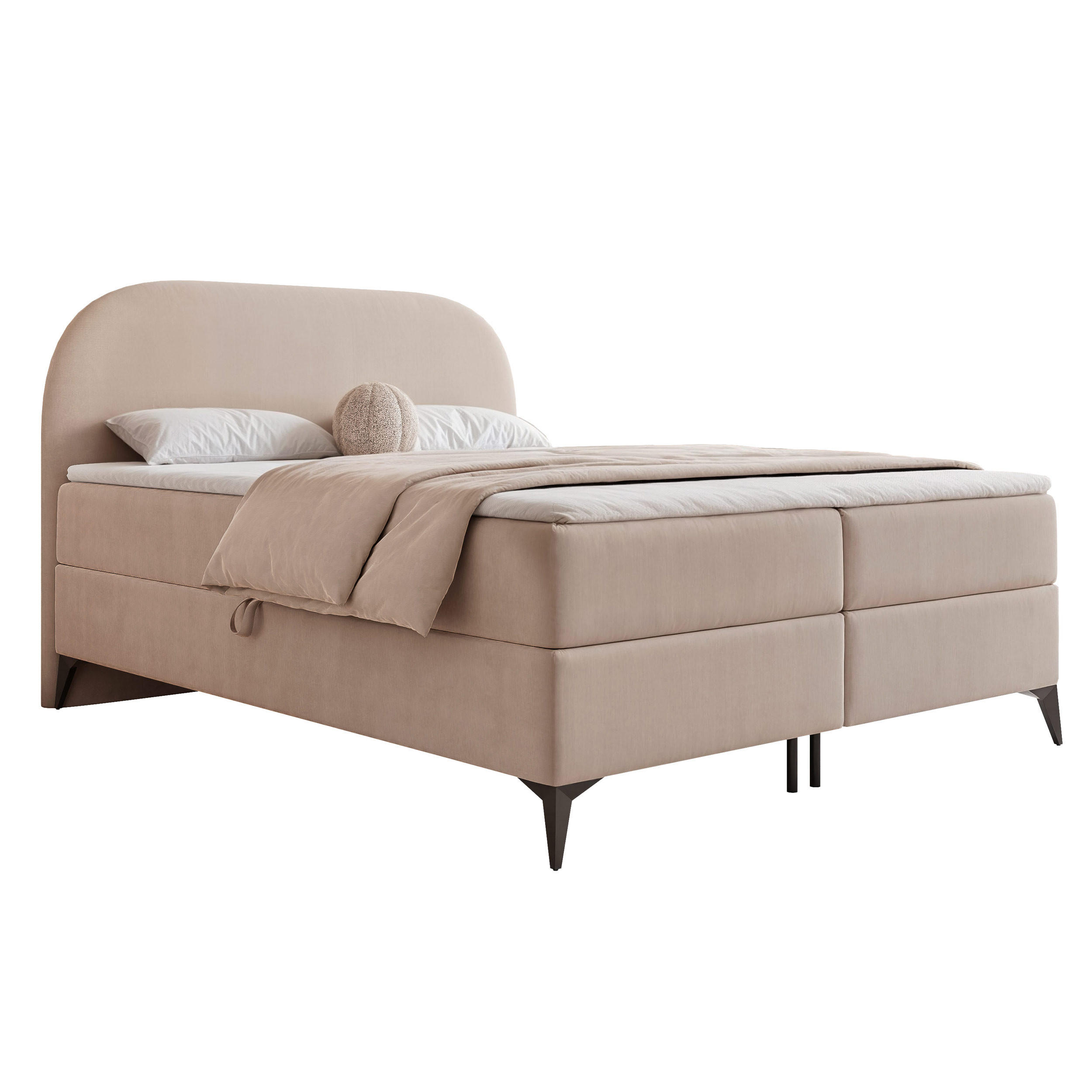 BOXBETT NOELIA 180/200 cm mit Matratze und Topper, Beige - Beige, Textil/Metall (180/200cm) - Idohome