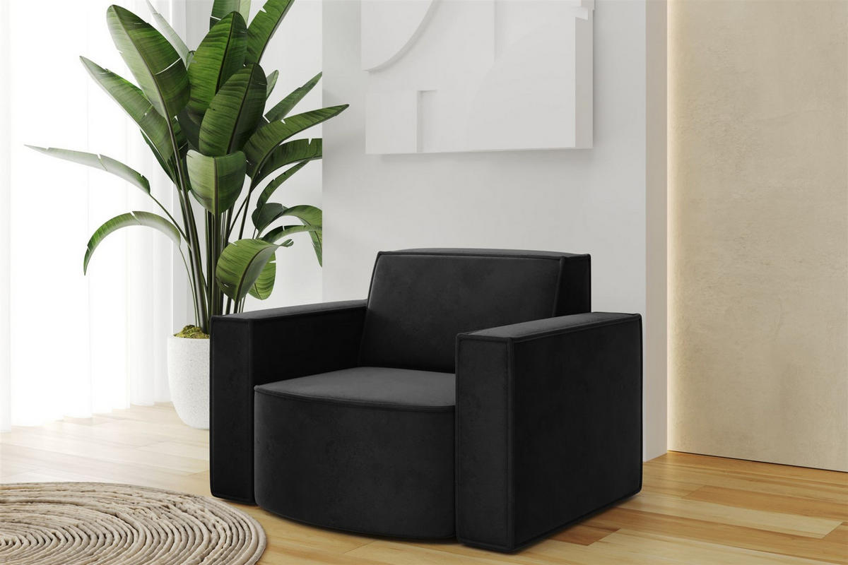 SOFASET Palma Ecksofa Sessel Opera - Schwarz, Holzwerkstoff/Textil (236/78/165cm) - Fun Möbel