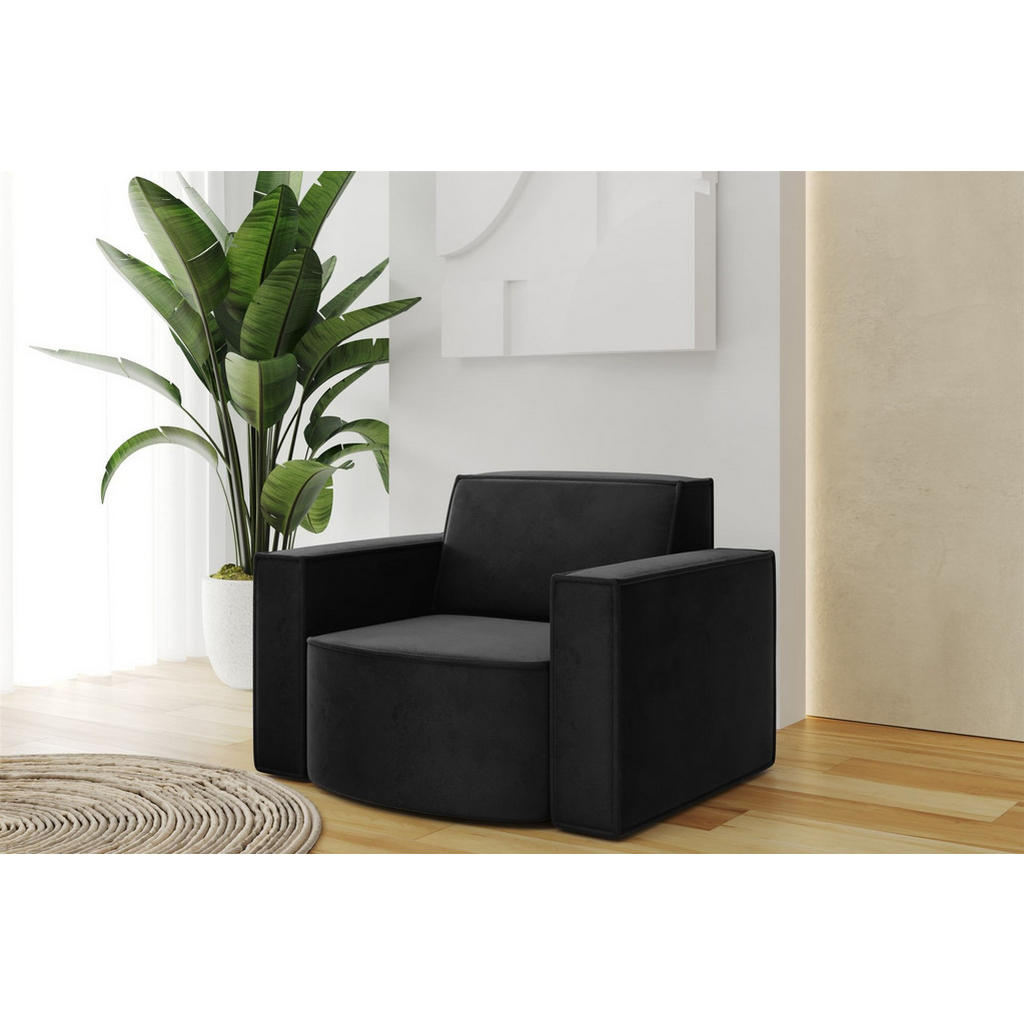 Thumbnail - Fun Möbel Sessel, Schwarz, Textil, 98x74x89 cm, Wohnzimmer, Sessel, Polstersessel