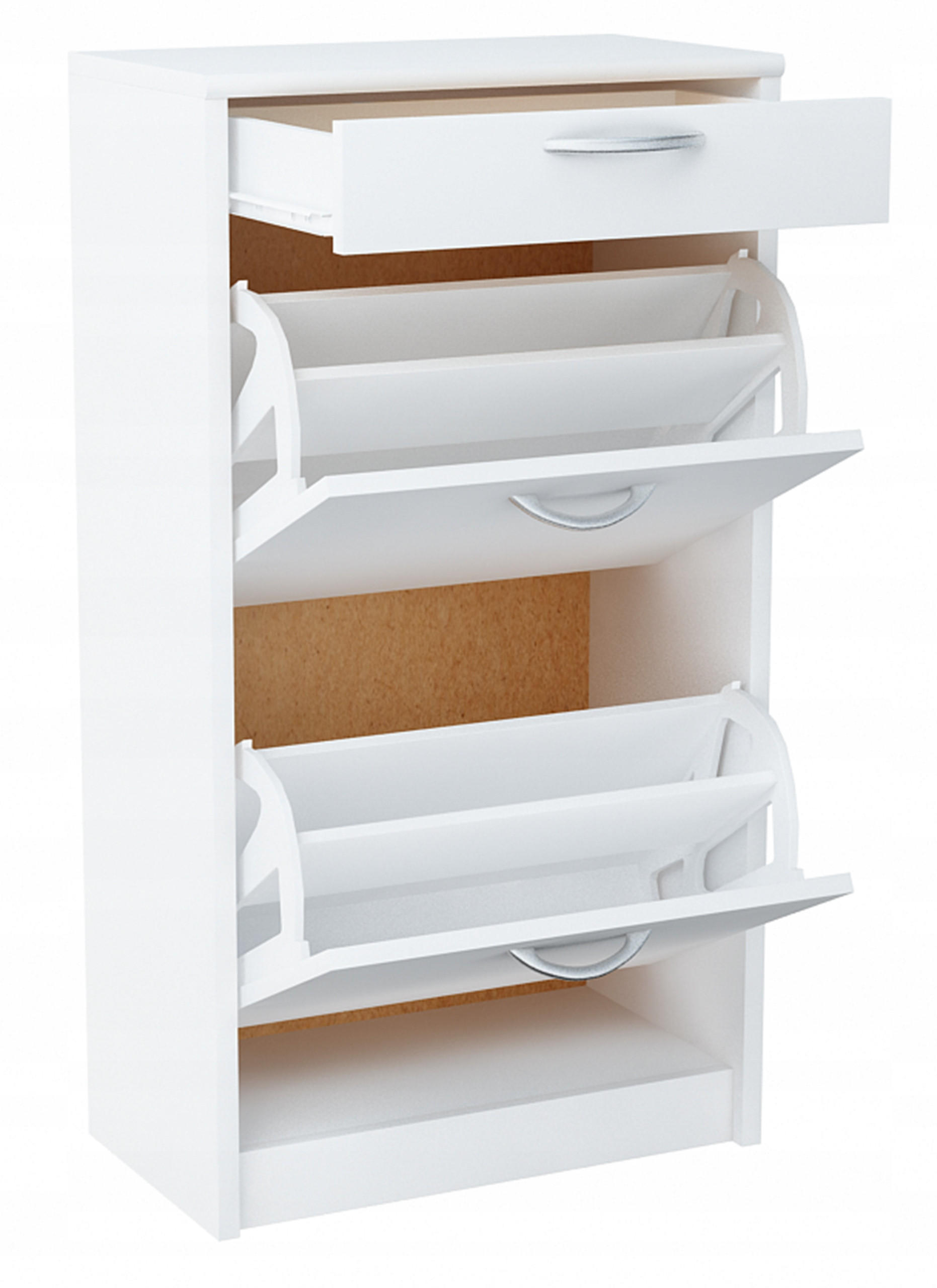 SCHUHSCHRANK 2D1S Weiß 50/28/92 cm - Weiß, Holzwerkstoff (50/92/28cm) - Matkam Möbel