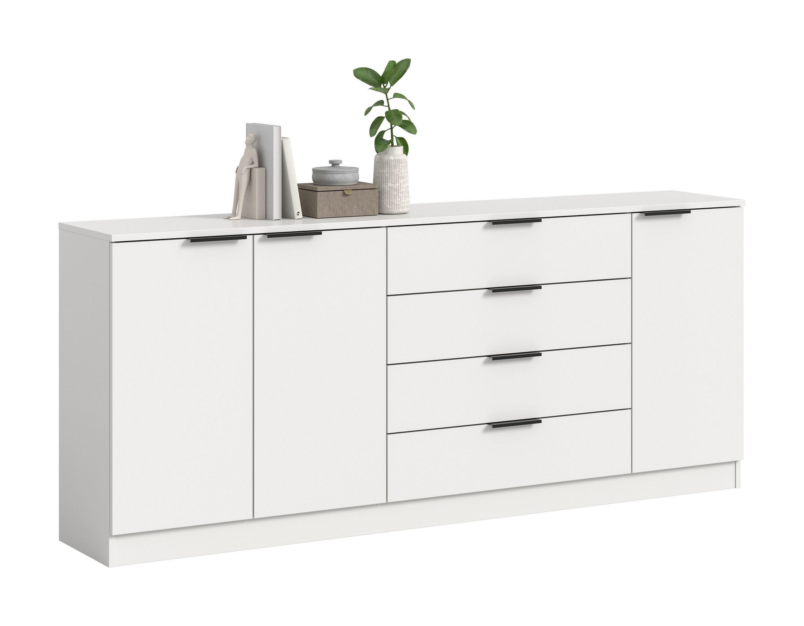 KOMMODE KOPENHAGEN (B/H/T: ca. 185/80/35 cm) in weiß/weiß - Weiß, Holzwerkstoff (185/80/35cm)