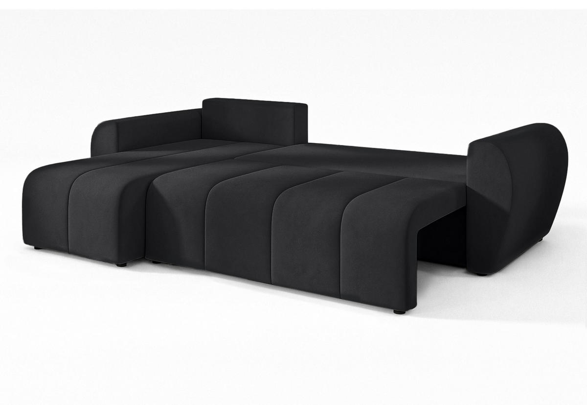 ECKSOFA L Form Malatya Schwarz 246/145/80 cm stilvolle mit Schlaffunktion L - Schwarz, Kunststoff/Textil (145/246cm) - AX Living