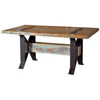 ESSTISCH aus recyceltem Holz mit Eisenbasis - Chromfarben, Holz (200/100/76cm) - Giner y Colomer