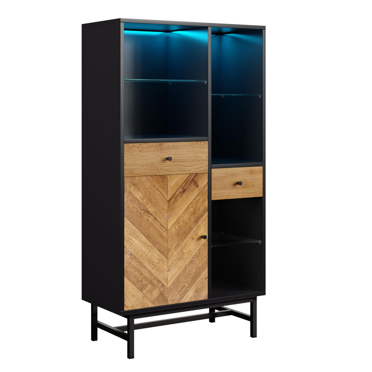 MEHRZWECKSCHRANK Schwarz 150/40/80 cm - Schwarz, Holzwerkstoff (40/80/150.5cm) - Urban Meuble