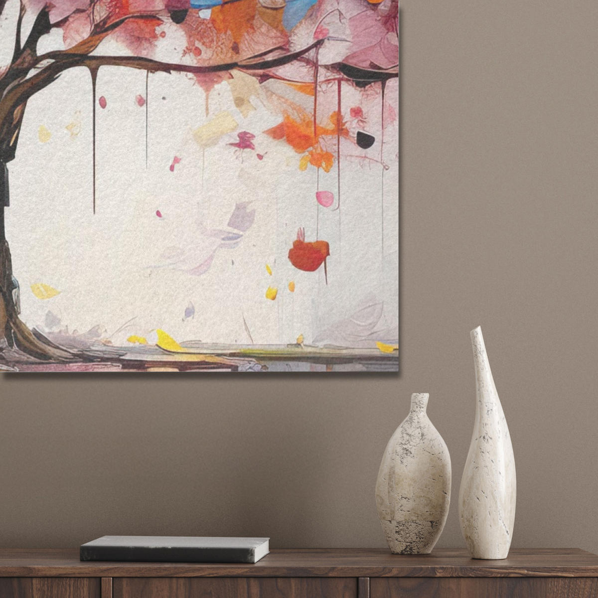 AKUSTIKPANEEL Aquarell - Baum - Kunst - Abstrakt 70x100 cm - Multicolor, Textil (70/0.9/100cm) - MuchoWow