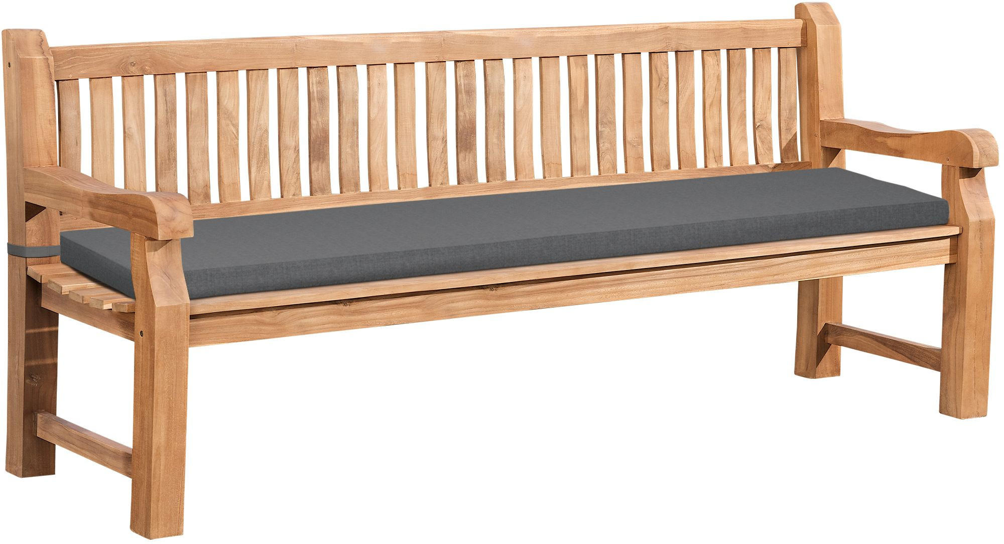 GARTENBANK Teakbank Dabel Holz Dunkelgrau Holzbank 220cm - Dunkelgrau, Holz (220/93/61cm) - DELUKE