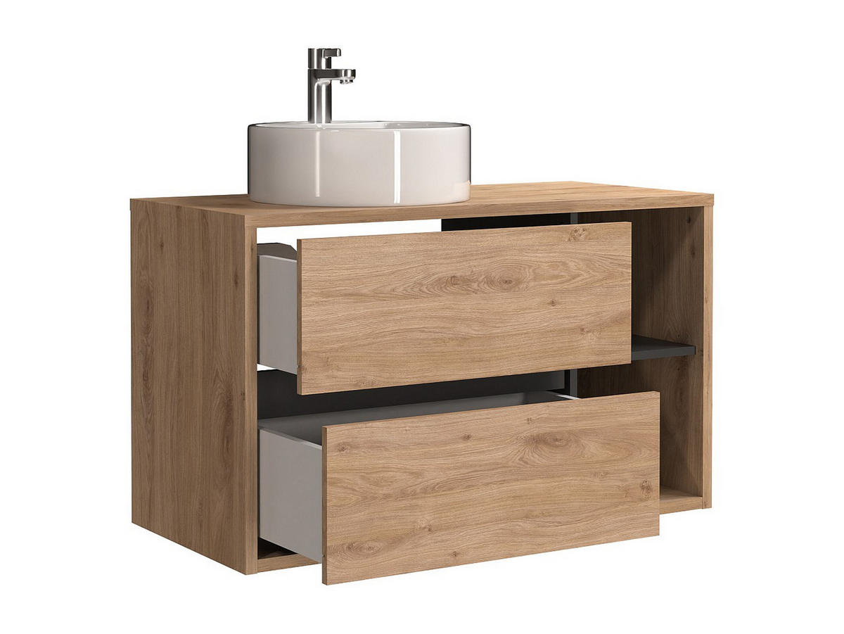 EINZELWASCHTISCH - 100 cm x 45.5 cm - Holz, Platte - Naturfarben Hell - PURNAL - Naturfarben, Holz (100/60/45.5cm) - Vente-Unique