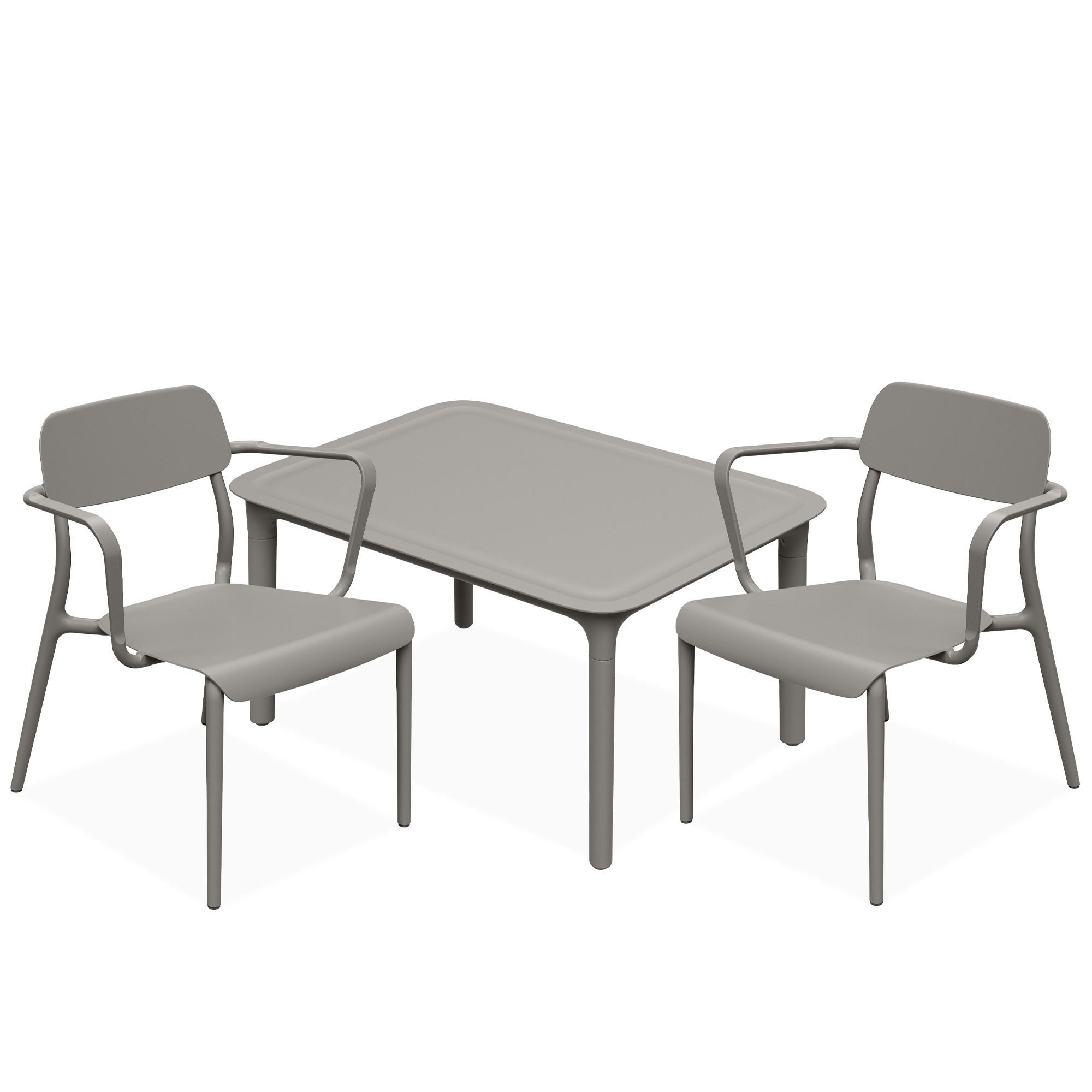 GARTENMÖBEL-SET GALIO, 3-tlg - Graubraun, Kunststoff - KONSIMO®