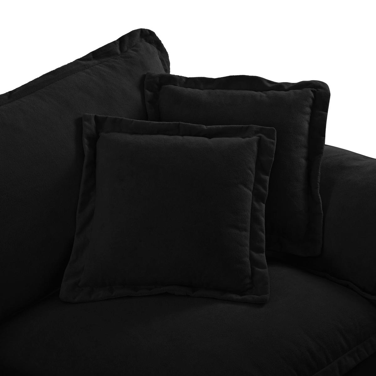 SOFA modular mit Ottomanen 194 x 151 cm Chenille Schwarz - Schwarz, Holzwerkstoff (151/194cm) - Meubliv