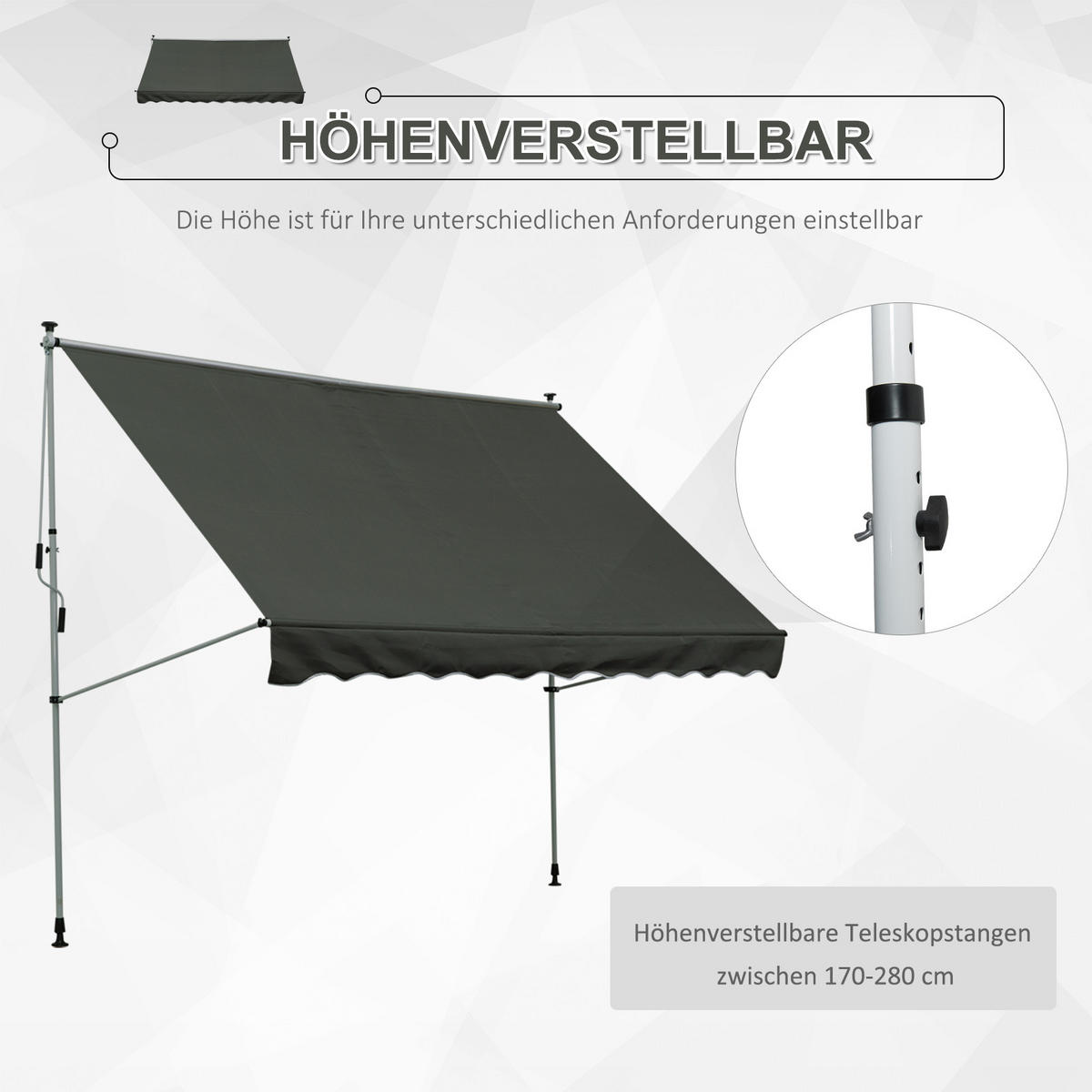 MARKISE, Grün+Weiß, Aluminium, Stahl, Polyester - Grau, Metall (150/280/300cm) - Outsunny