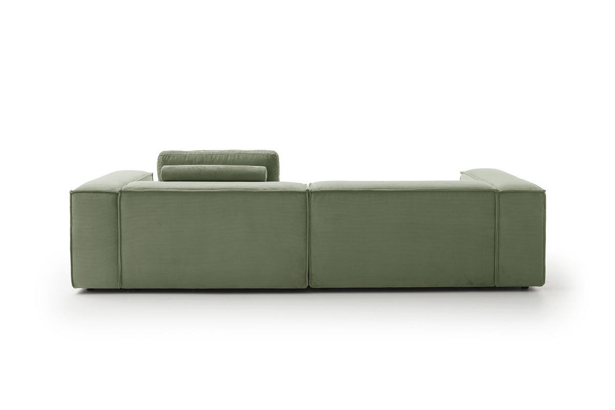 SOFA CARMO Grün Cord - Schwarz/Olivgrün, Kunststoff/Textil (306/68/118cm) - KAWOLA