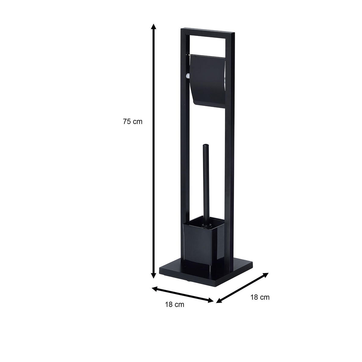 TOILETTENGARNITUR TOMA - Schwarz, Metall (18/75/18cm) - IDIMEX
