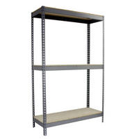 SCHWERLASTREGAL Wood Beast Three HxBxT 150 x 150 x 60 cm 3 Ebenen Fachlast 600 kg Grau - Grau, Metall (150/150/60cm) - PROREGAL