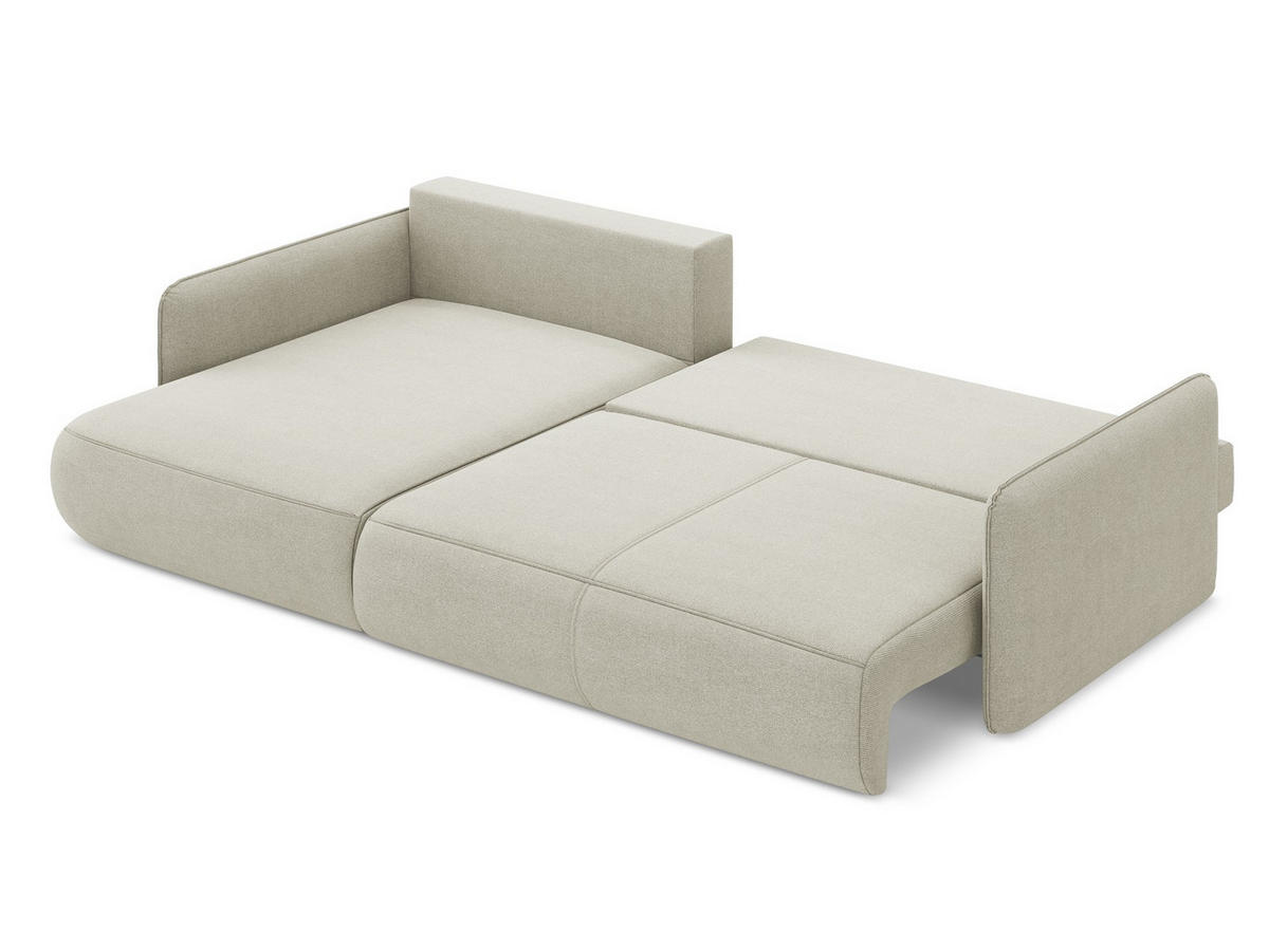 ECKSOFA mit Schlaffunktion Strukturstoff Stoff Beige - Beige/Creme, Kunststoff/Textil (148/240cm) - Makamii