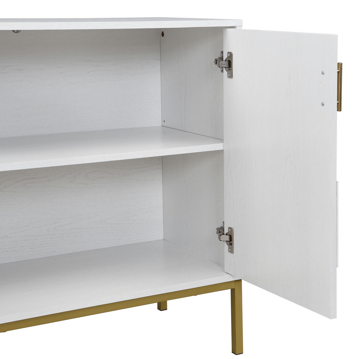 SIDEBOARD aus MDF 160x40x80,5 cm Weiß mit Holzmaserung, 4 Türen und verstellbaren Einlegeböden - Weiß, Holzwerkstoff (160/80.5/40cm) - IVMEU
