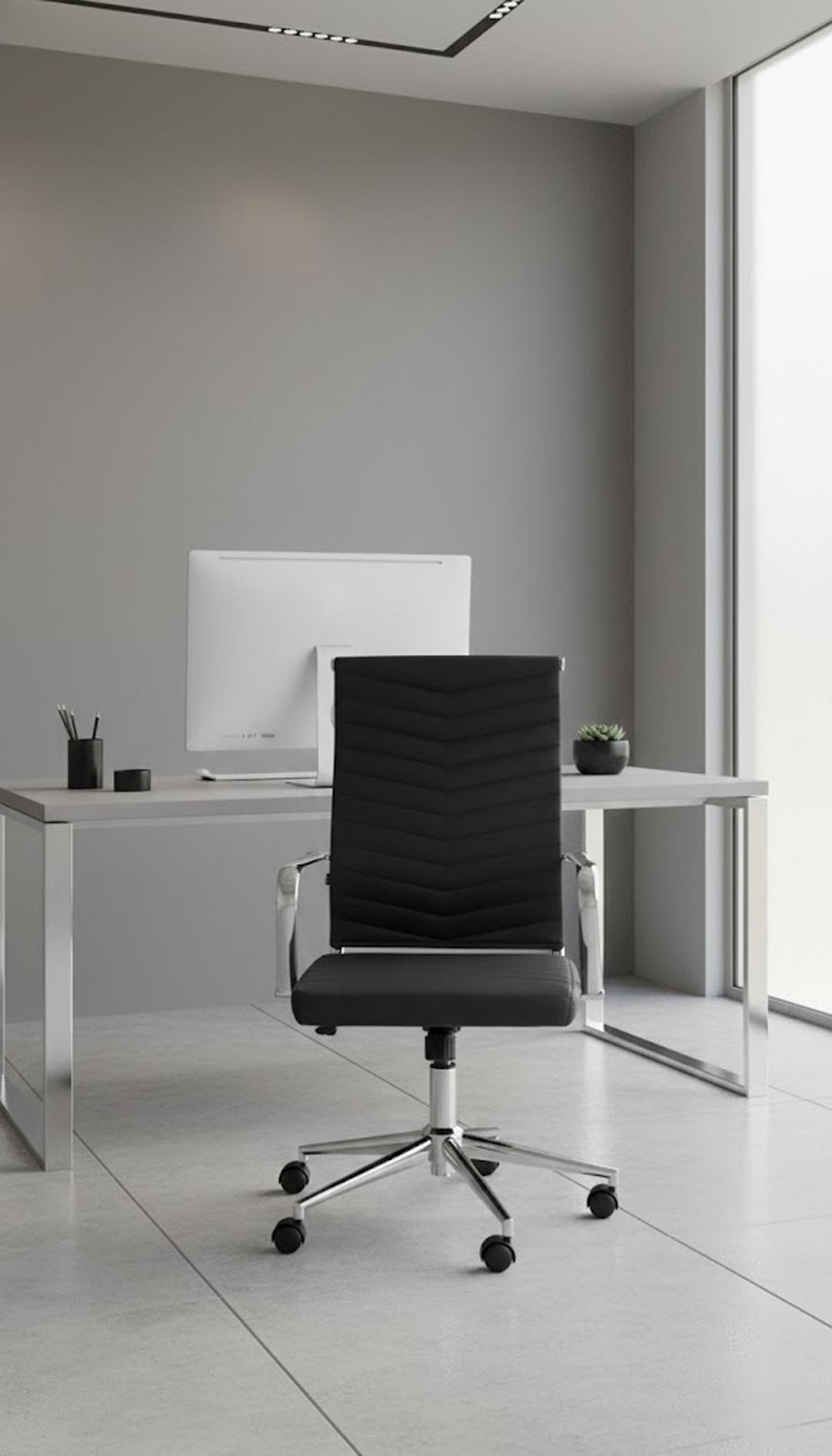 BÜROSTUHL Zynor Kunstleder schwarz - Chromfarben/Schwarz, Metall (57/109/60cm) - TPFLiving