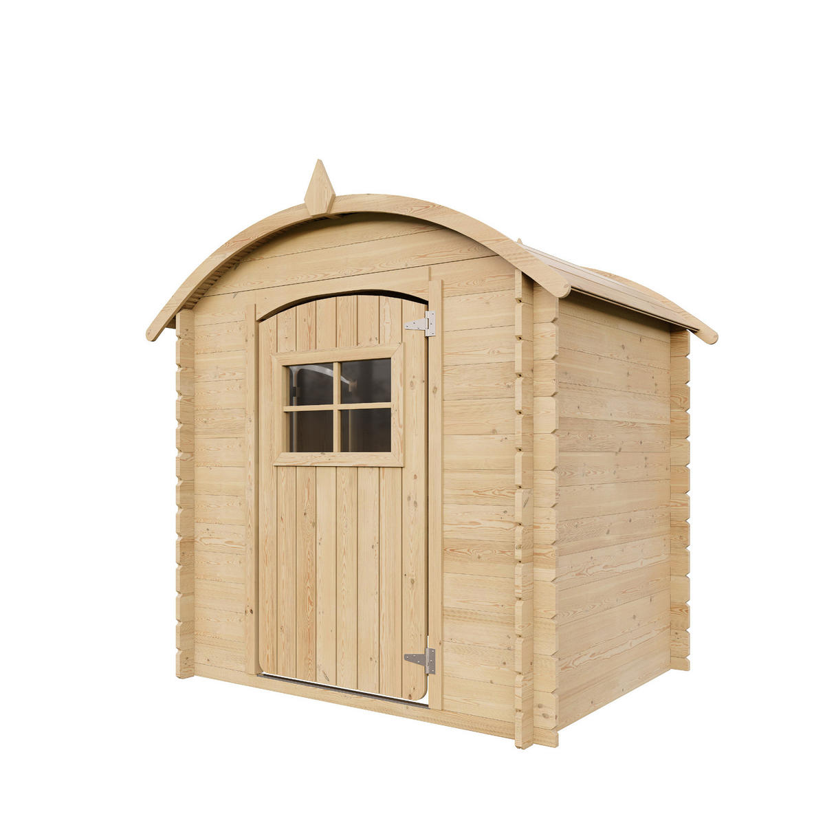 KINDERSPIELHAUS aus Holz - B112xL146xH145 cm/1,1m2 - M505-1 - Beige, Holz (146/145/112cm) - Timbela
