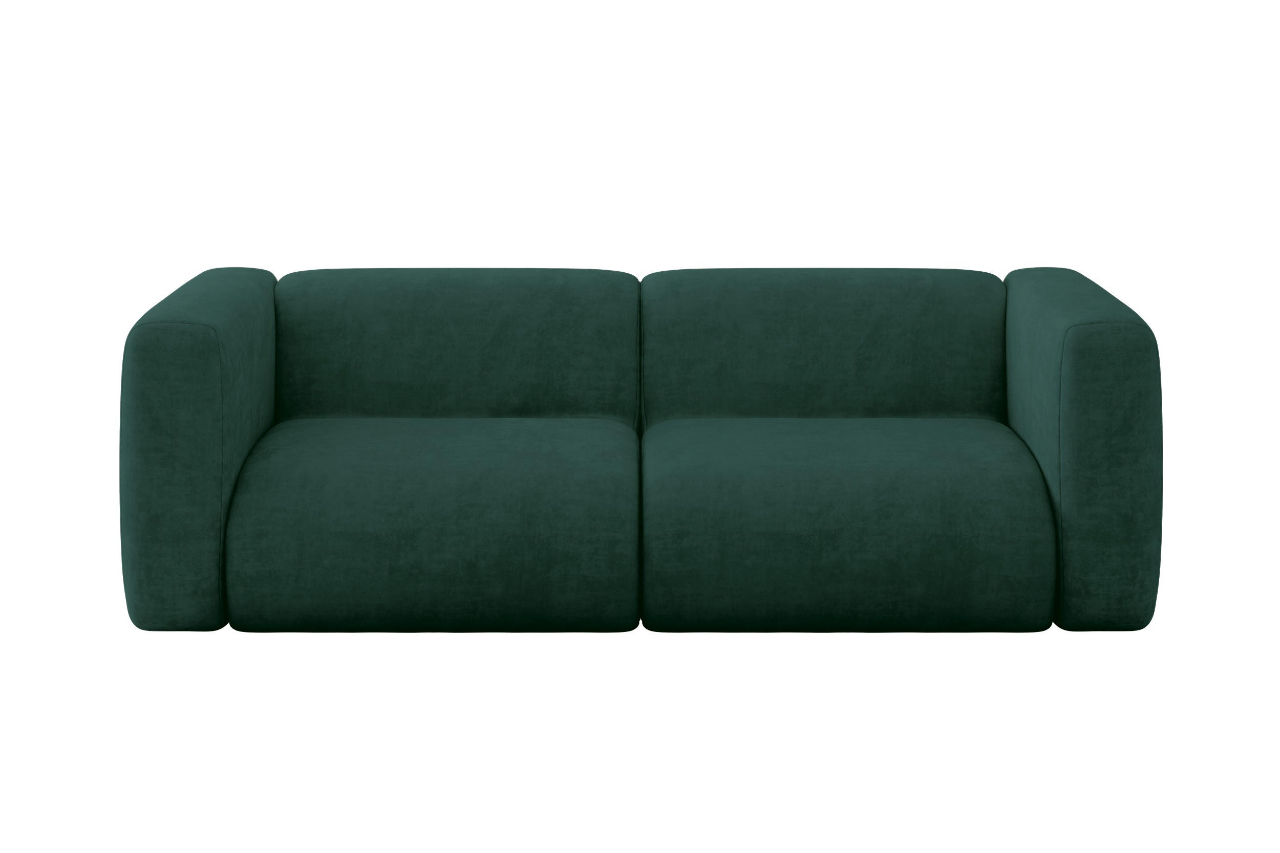 MODULARES Sofa 2-SITZER MIRA-S1 228x89x70 Grün cm Velours - Dunkelgrün/Schwarz, Holzwerkstoff/Kunststoff (228/70/89cm) - ALTDECOR