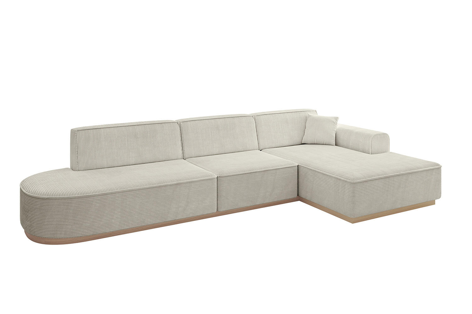 ECKSOFA Ottomane Rechts IREA-L2 - 327x165x80 cm Creme - Ecru/Creme, Holzwerkstoff/Textil (327/165cm) - ALTDECOR
