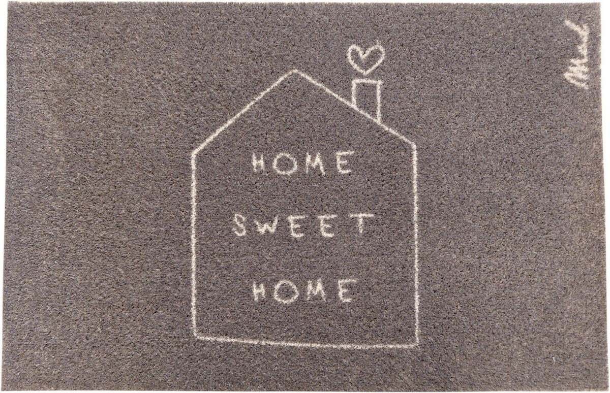 OUTDOOR FUßMATTE "Celia" mit Spruch "home sweet home" grau 50 x 75 cm - Beige/Grau, Kunststoff/Textil (50/75cm) - MAD ABOUT MATS