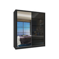 SCHWEBETÜRENSCHRANK Verona MGB, Schwarz Hochglanz, 133 cm, mit Spiegel - Schwarz, Holz (133/216/60cm) - B BELINI GROUP