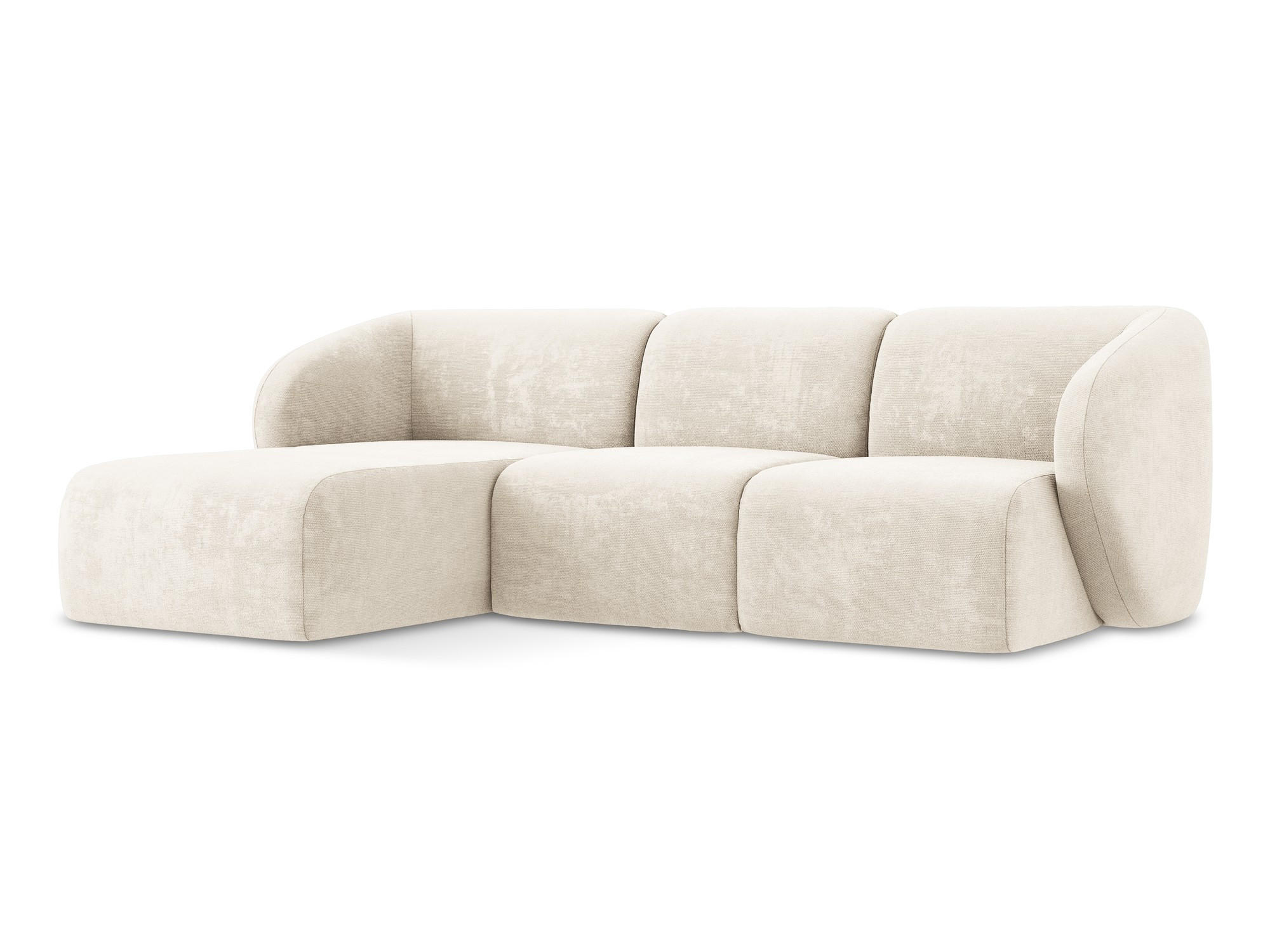 ECKSOFA Links Chenille Stoff Beige - Creme/Schwarz, Holzwerkstoff/Kunststoff (248/166cm) - Makamii