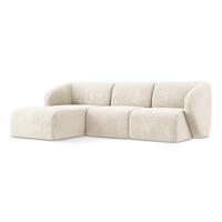 ECKSOFA Links Chenille Stoff Beige - Creme/Schwarz, Holzwerkstoff/Kunststoff (248/166cm) - Makamii
