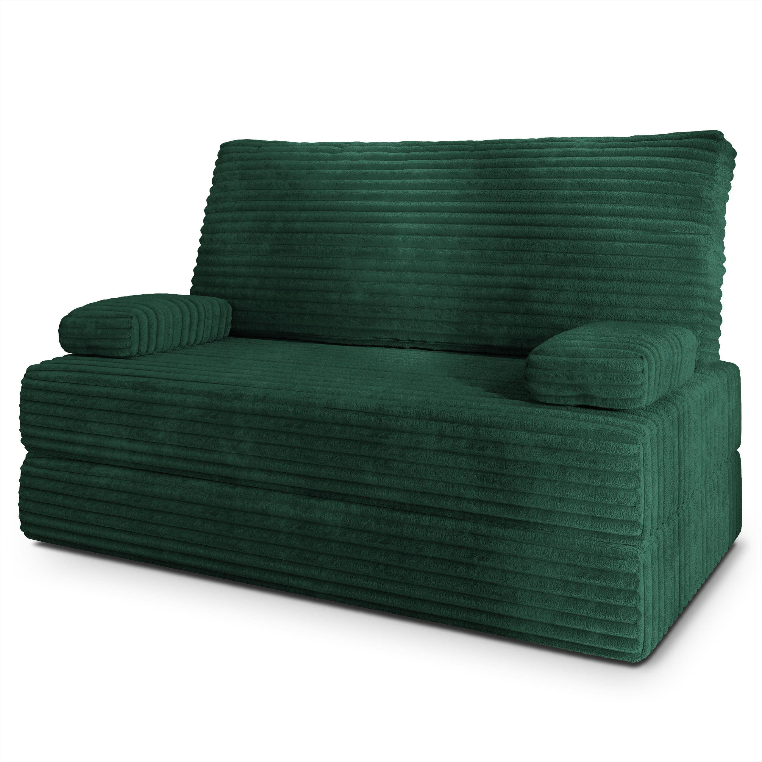 BETTSOFA LADIA aus Schaumstoff Kordstoff Grün Schlaffunktion - Grün, Textil (140/86/60cm) - MASSENO