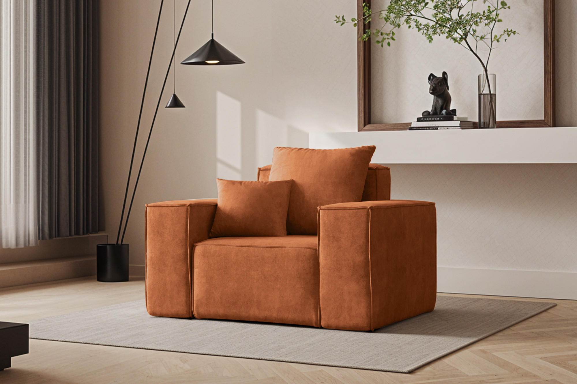 SESSEL ELLA Modern Stoff Noel Orange - Orange, Holz/Textil (90/78/117cm) - Kaiser Möbel