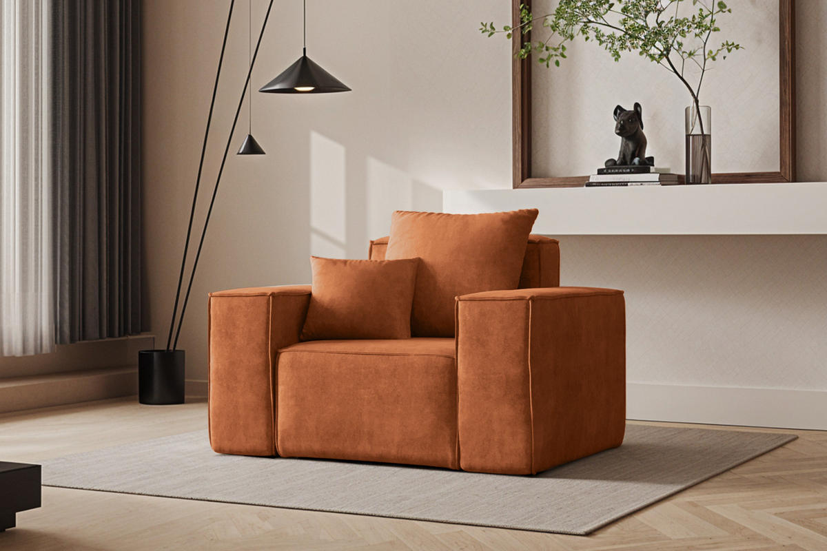 SESSEL ELLA Modern Stoff Noel Orange - Orange, Holz/Textil (90/78/117cm) - Kaiser Möbel