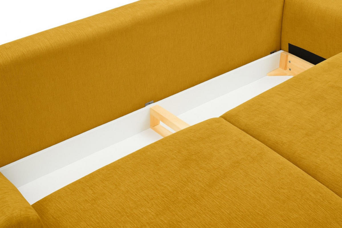 SOFA 3-SITZER Gelb ADA Mit Schlaffunktion Und Bettkasten Chenille - Gelb, Textil (240/90/108cm) - Sepro Meble