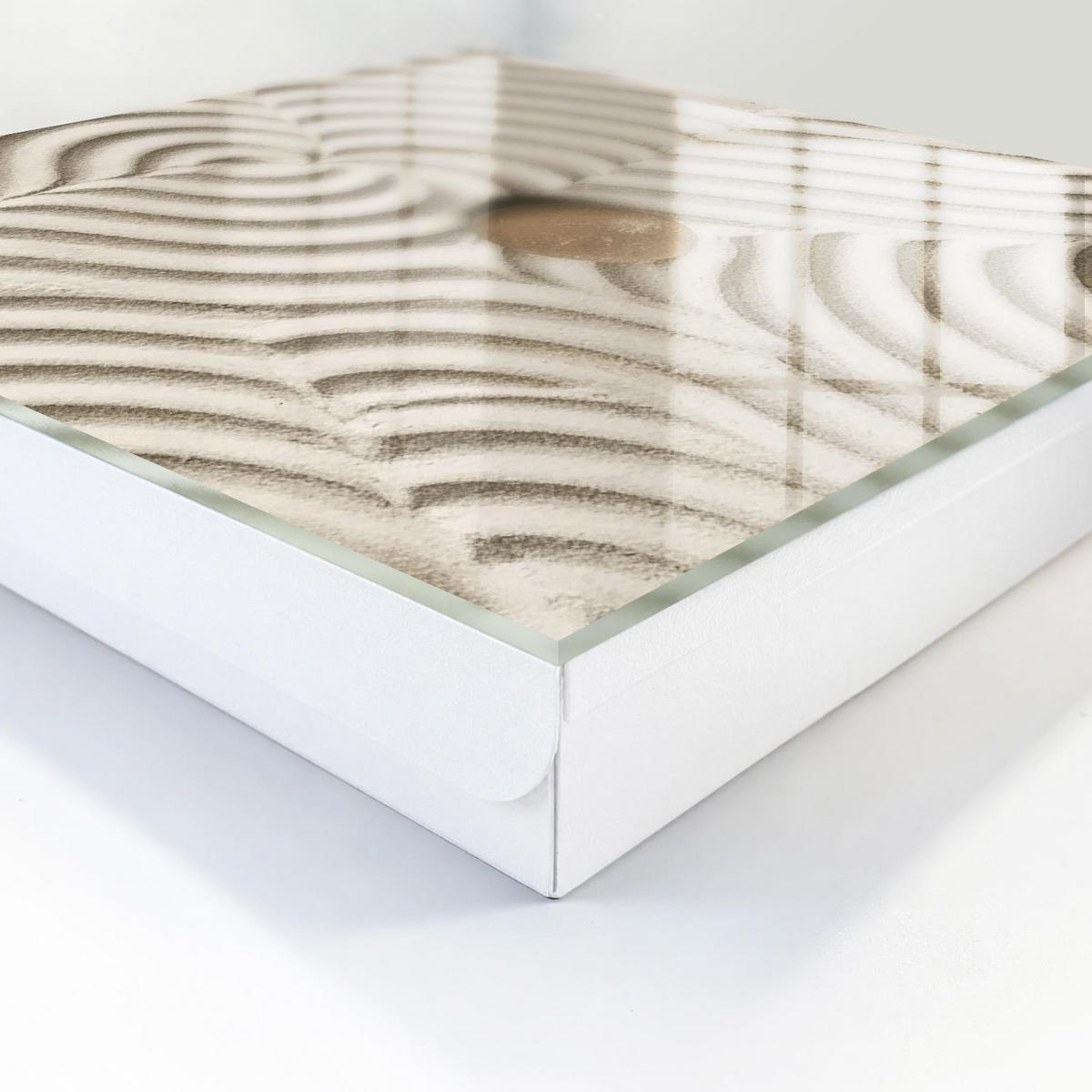 SCHLÜSSELBOX Weiß 30x30 cm – Türöffnung nach rechts - Zen-Komposition - Creme, Metall (30/30/5cm) - TULUP
