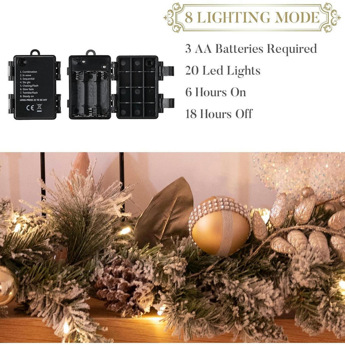 WEIHNACHTSGIRLANDE mit LED Lichtern und Timer 183 cm - Multicolor, Textil (183cm)