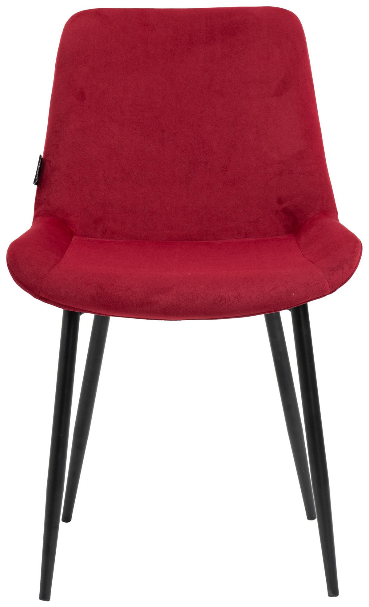 STUHL 4er Set Samt rot - Rot/Schwarz, Textil/Metall (51/80/60cm) - CLP