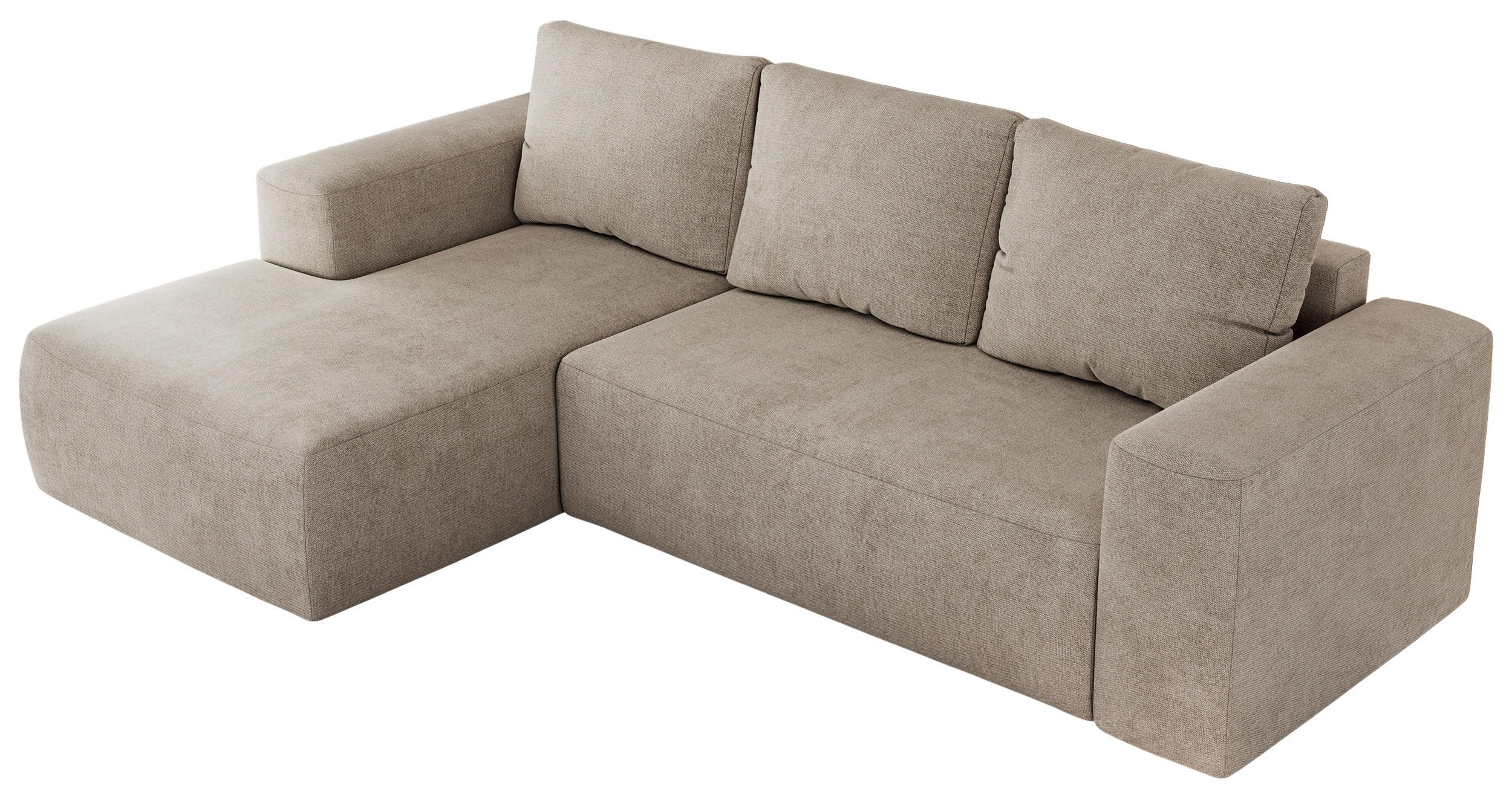 ECKSOFA TRENTINO L Beige Stukture - Links - Beige/Schwarz, Textil (266/164cm) - MKS