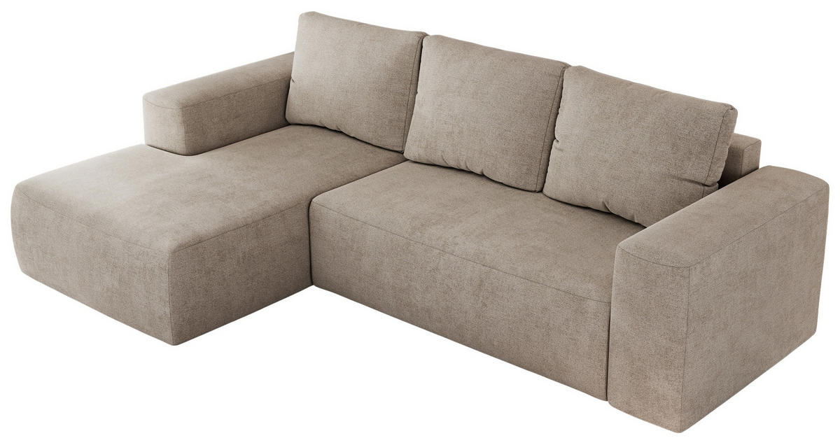ECKSOFA TRENTINO L Beige Stukture - Links - Beige/Schwarz, Textil (266/164cm) - MKS