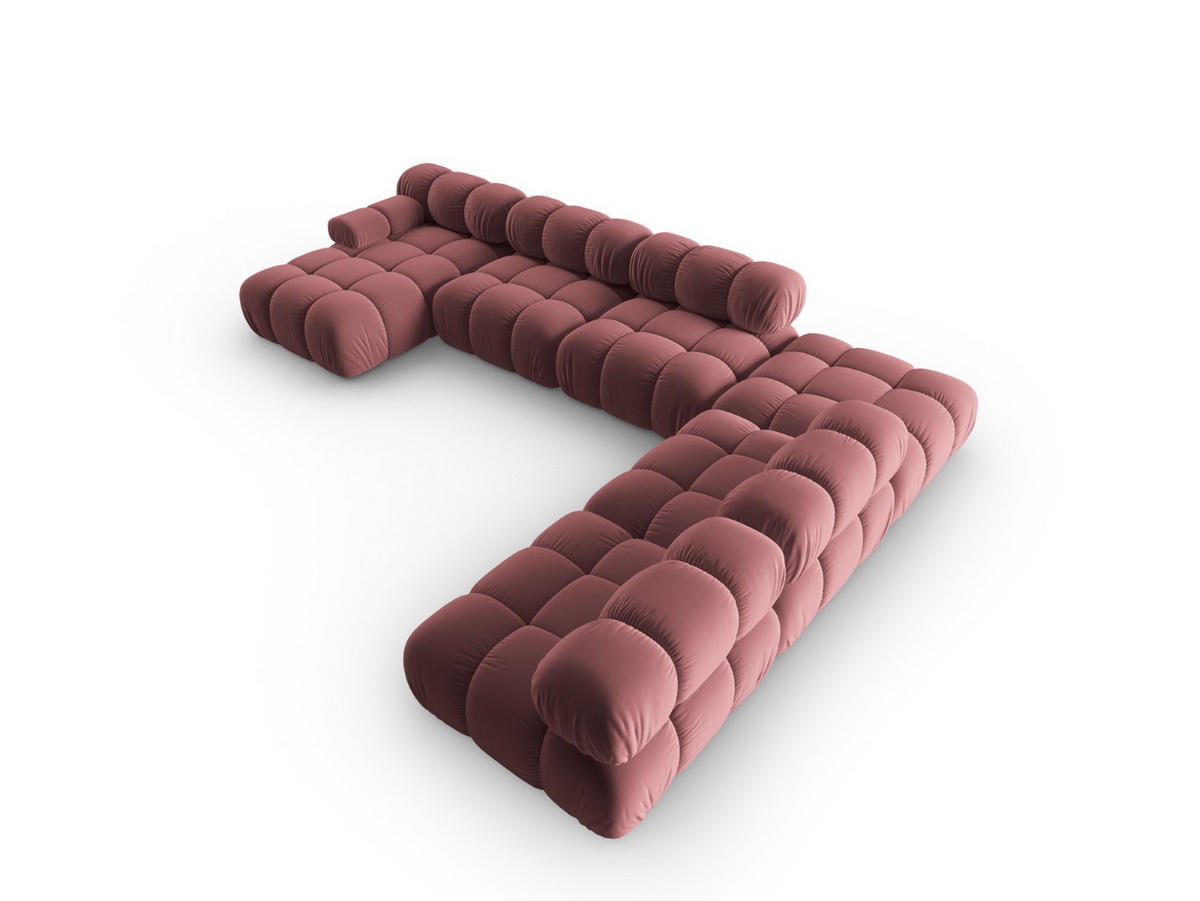 MODULARES-PANORAMASOFA rechts Bellis aus Samt rosa 7 Sitzplätze - Pink, Textil (282/63/379cm) - Micadoni