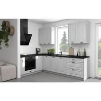 WINKELKÜCHE Elbing light grey stone matt / grau matt 284 / 183 / 228cm mit Teilauszug (Blum Metabox) - Hellgrau/Grau, Holzwerkstoff/Metall (284/228/183cm) - Feldmann-Wohnen