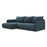 ECKSOFA mit Schlaffunktion Strukturstoff Stoff Blau - Blau/Blaugrau, Kunststoff/Textil (148/240cm) - Makamii